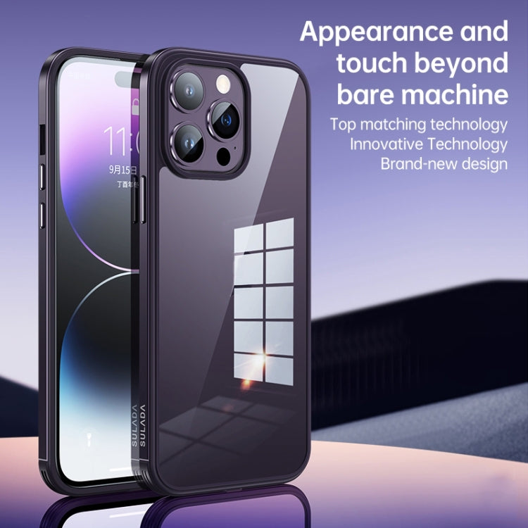 For iPhone 14 Pro SULADA Metal Frame + Nano Glass + TPU Phone Case(Dark Purple) - iPhone 14 Pro Cases by SULADA | Online Shopping South Africa | PMC Jewellery