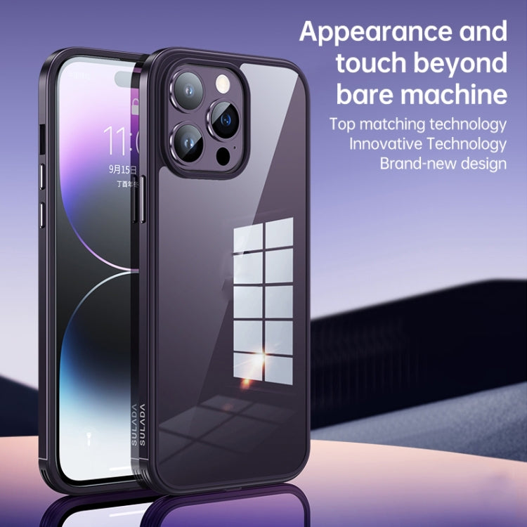 For iPhone 14 Pro Max SULADA Metal Frame + Nano Glass + TPU Phone Case(Dark Purple) - iPhone 14 Pro Max Cases by SULADA | Online Shopping South Africa | PMC Jewellery