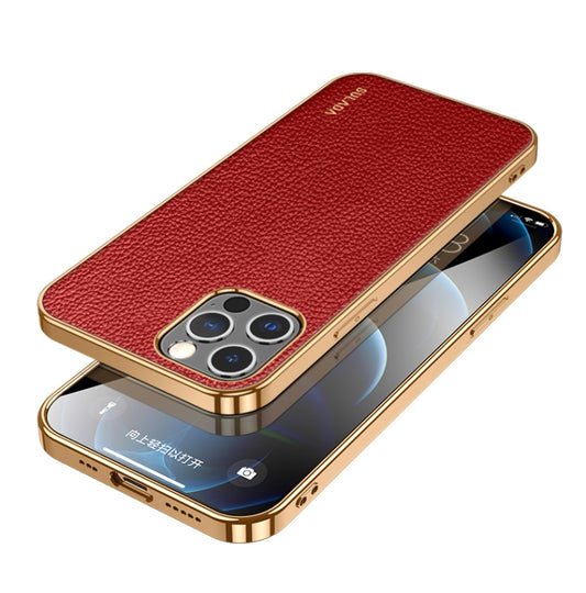 For iPhone 14 Pro SULADA Shockproof TPU + Handmade Leather Phone Case(Red) - iPhone 14 Pro Cases by SULADA | Online Shopping South Africa | PMC Jewellery