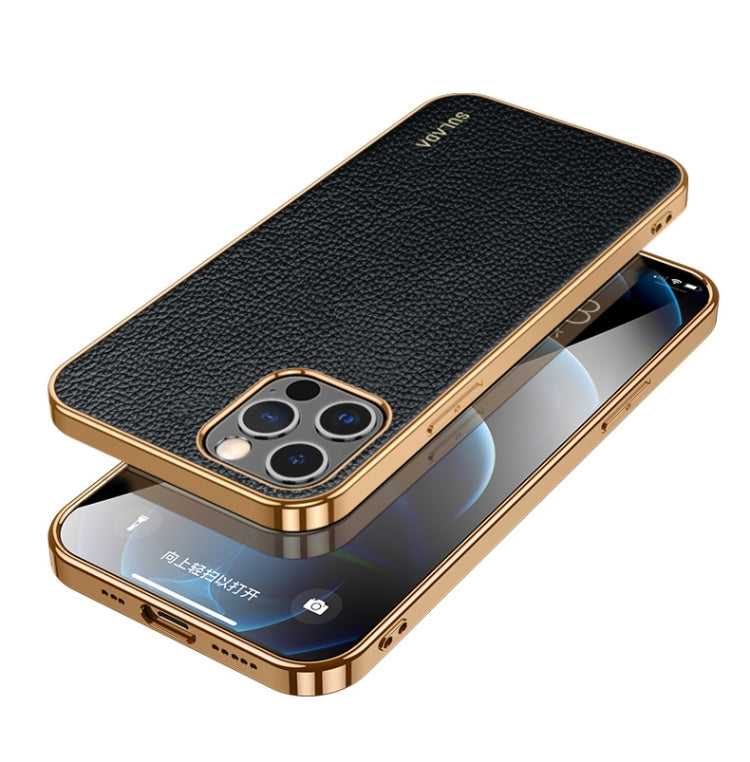 For iPhone 14 Pro SULADA Shockproof TPU + Handmade Leather Phone Case(Black) - iPhone 14 Pro Cases by SULADA | Online Shopping South Africa | PMC TechLife