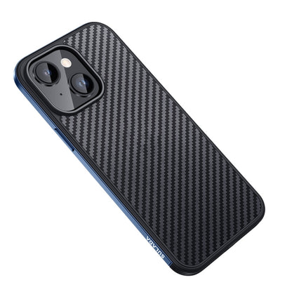 For iPhone 14 SULADA Carbon Fiber Textured Shockproof Metal + TPU Frame Case(Dark Blue) - iPhone 14 Cases by SULADA | Online Shopping South Africa | PMC Jewellery | Buy Now Pay Later Mobicred