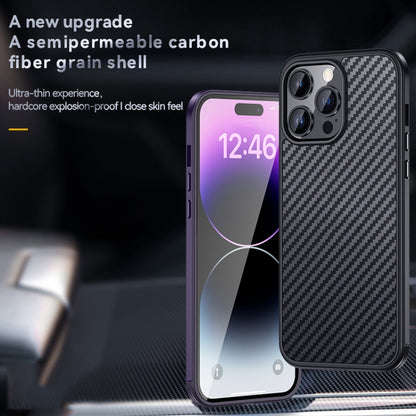 For iPhone 14 SULADA Carbon Fiber Textured Shockproof Metal + TPU Frame Case(Black) - iPhone 14 Cases by SULADA | Online Shopping South Africa | PMC Jewellery