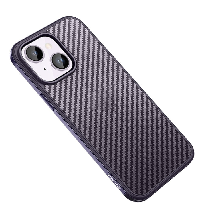 For iPhone 14 Plus SULADA Carbon Fiber Textured Shockproof Metal + TPU Frame Case(Dark Purple) - iPhone 14 Plus Cases by SULADA | Online Shopping South Africa | PMC Jewellery | Buy Now Pay Later Mobicred