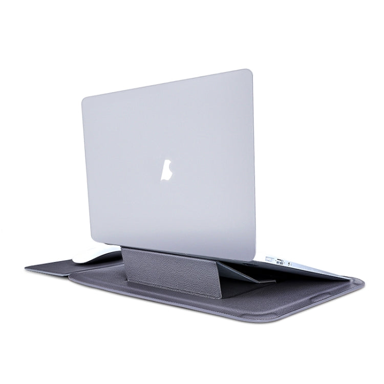 For MacBook 12 / 14 inch PU Leather 4 in 1 Laptop Bag with Functional Bracket(Black) - free shipping - PMC TechLife - Order now!
