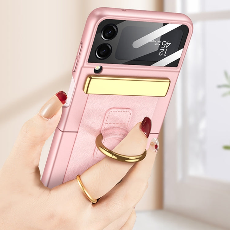 For Samsung Galaxy Z Flip4 GKK Ultrathin Shockproof Phone Case with Ring Holder / Wrist Strap(Pink) - Galaxy Z Flip4 5G Cases by GKK | Online Shopping South Africa | PMC Jewellery | Buy Now Pay Later Mobicred