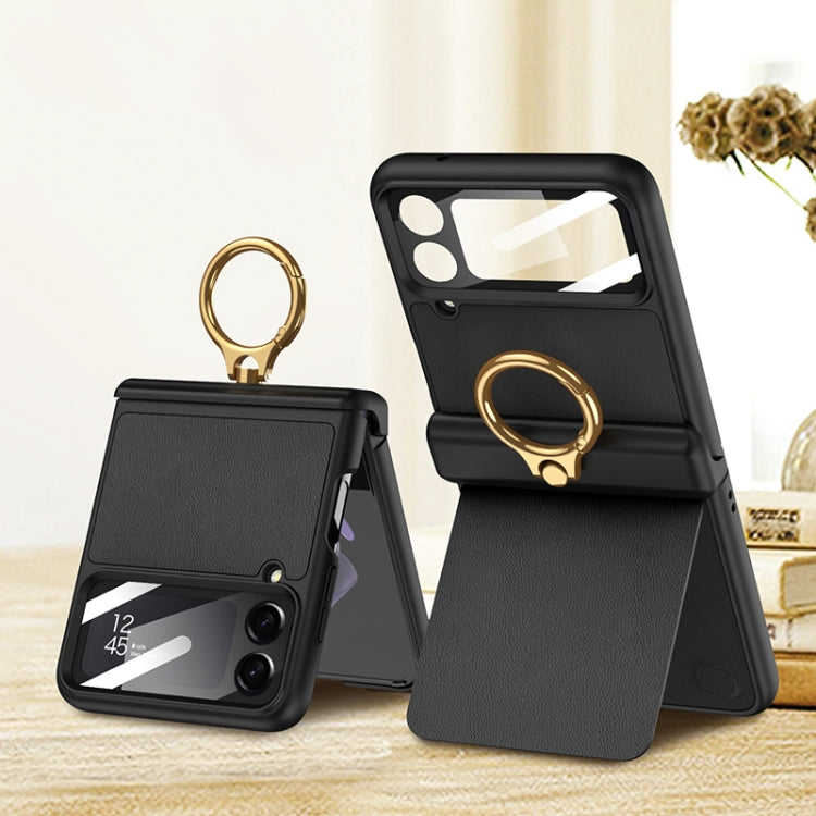 For Samsung Galaxy Z Flip4 GKK Magnetic Fold Hinge Full Coverage Phone Case with Ring Holder(Black) - Galaxy Z Flip4 5G Cases by GKK | Online Shopping South Africa | PMC Jewellery