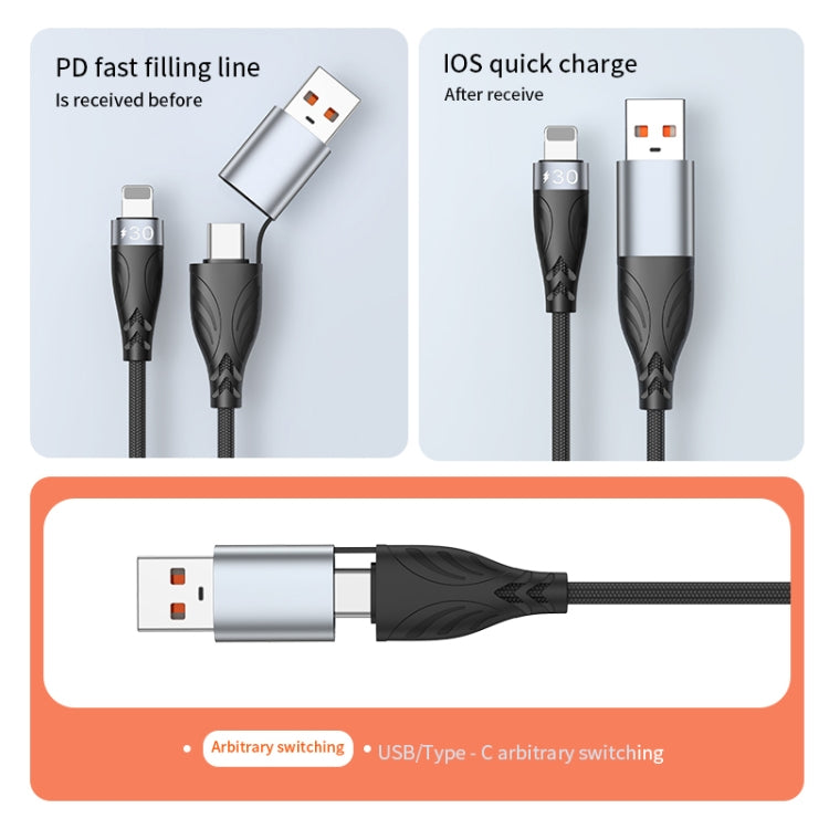 ADC-008 2 in 1 PD 30W USB/Type-C to 8 Pin Fast Charge Data Cable, Length: 1m - 2 in 1 Cable by PMC Jewellery | Online Shopping South Africa | PMC Jewellery