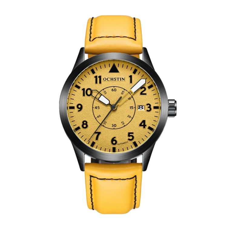 OCHSTIN 62028C Master Series Luminous Mechanical Men Watch(Yellow) - Leather Strap Watches by OCHSTIN | Online Shopping South Africa | PMC Jewellery | Buy Now Pay Later Mobicred