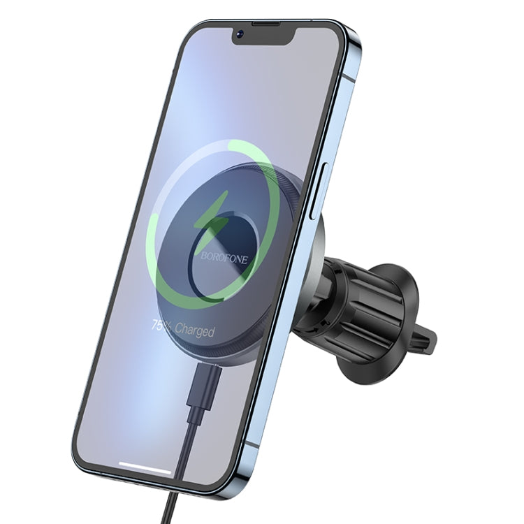 Borofone BH202 Seaside Magnetic Wireless Fast Charging Car Holder(Metal Grey) - Wireless Charger Holders by Borofone | Online Shopping South Africa | PMC Jewellery