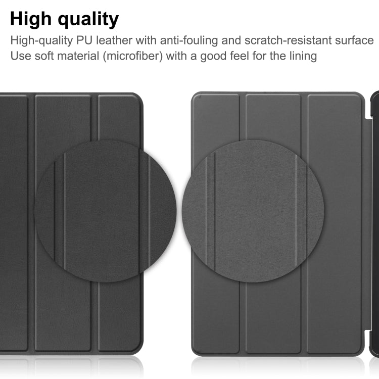 For Lenovo Tab P11 Gen 2 Custer Pure Color 3-Fold Holder Leather Smart Tablet Case(Black) - Lenovo by PMC TechLife | Online Shopping South Africa | PMC TechLife | Buy Now Pay Later Mobicred