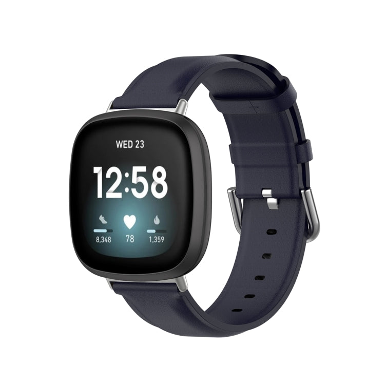 For Fitbit Versa 3 / Sense Genuine Leather Watch Band(Navy Blue) - free shipping - PMC TechLife - Order now!