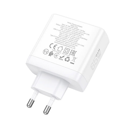 hoco N30 Glory PD 65W USB+ Dual USB-C/Type-C Interface Fast Charge Charger, EU Plug(White) - USB Charger by hoco | Online Shopping South Africa | PMC Jewellery