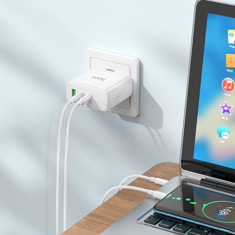 hoco N30 Glory PD 65W USB+ Dual USB-C/Type-C Interface Fast Charge Charger, EU Plug(White) - free shipping - PMC TechLife - Order now!