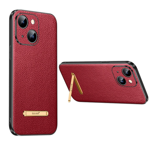 For iPhone 14 SULADA Famous Artisan Series Litchi Leather PC + TPU Phone Case(Red) - iPhone 14 Cases by SULADA | Online Shopping South Africa | PMC Jewellery