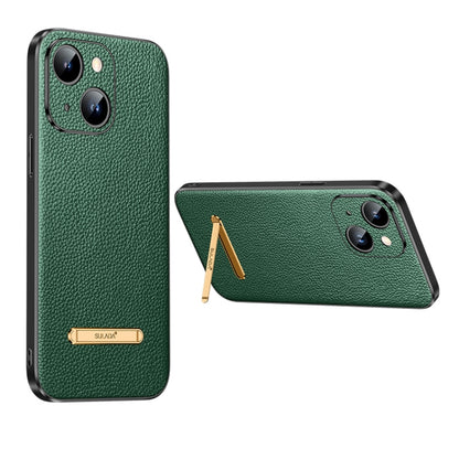 For iPhone 14 Plus SULADA Famous Artisan Series Litchi Leather PC + TPU Phone Case(Dark Green) - iPhone 14 Plus Cases by SULADA | Online Shopping South Africa | PMC Jewellery