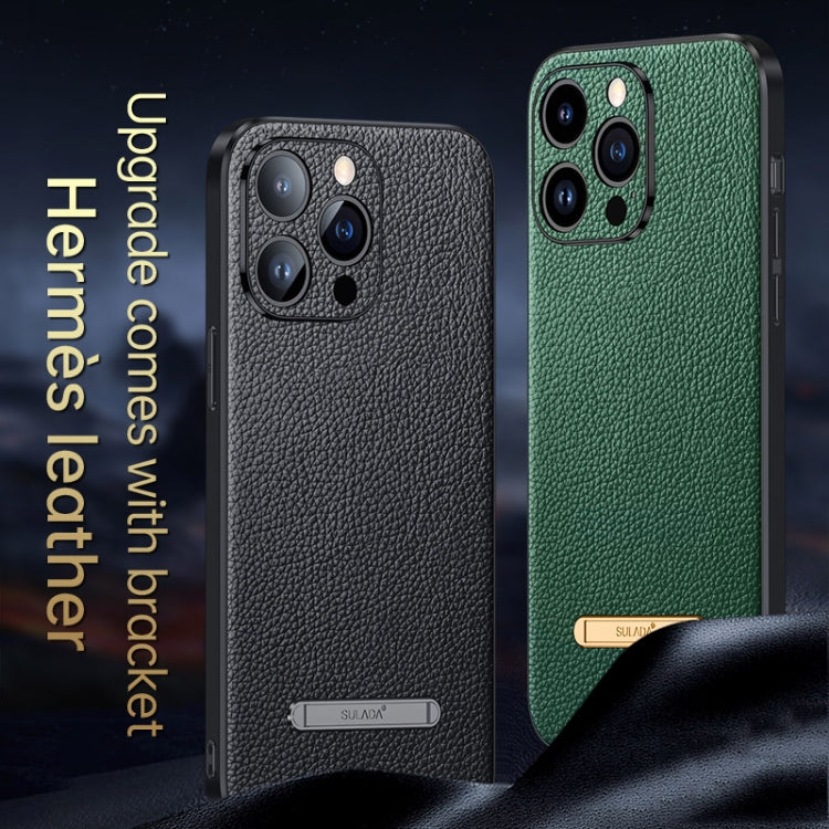 For iPhone 14 Pro Max SULADA Famous Artisan Series Litchi Leather PC + TPU Phone Case(Dark Green) - iPhone 14 Pro Max Cases by SULADA | Online Shopping South Africa | PMC Jewellery