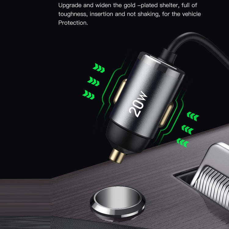 TOTUDESIGN 20W USB Car Fast Charging, Cable Length: 1.2m, Interface:8 Pin(Grey) - Car Charger by TOTUDESIGN | Online Shopping South Africa | PMC Jewellery