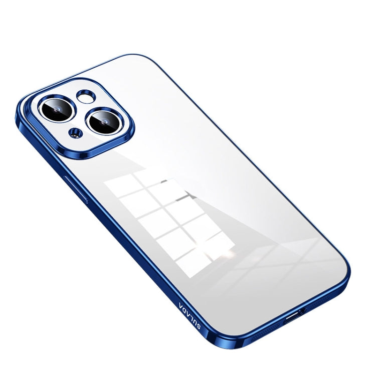 For iPhone 14 Plus SULADA Shine Through Series Plating TPU Transparent Phone Protective Case(Blue) - iPhone 14 Plus Cases by SULADA | Online Shopping South Africa | PMC TechLife | Buy Now Pay Later Mobicred