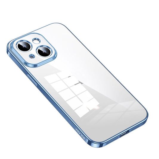 For iPhone 14 Plus SULADA Shine Through Series Plating TPU Transparent Phone Protective Case(Sierra Blue) - iPhone 14 Plus Cases by SULADA | Online Shopping South Africa | PMC Jewellery | Buy Now Pay Later Mobicred