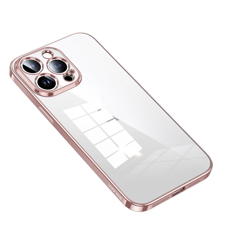 For iPhone 14 Pro Max SULADA Shine Through Series Plating TPU Transparent Phone Protective Case(Pink) - iPhone 14 Pro Max Cases by SULADA | Online Shopping South Africa | PMC TechLife | Buy Now Pay Later Mobicred