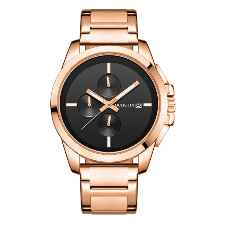 OCHSTIN 6059C Pilot Series Multifunctional Quartz Steel Band Men Watch(Black+Rose Gold) - Metal Strap Watches by OCHSTIN | Online Shopping South Africa | PMC Jewellery | Buy Now Pay Later Mobicred