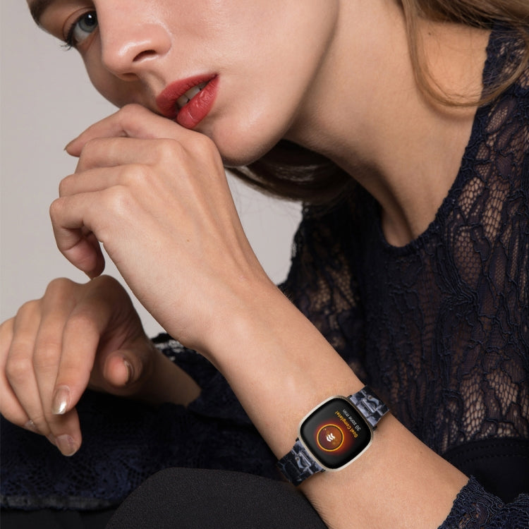 For Fitbit Versa 4 / Sense 2 Universal Resin Watch Band(Black Flower) - free shipping - PMC TechLife - Order now!