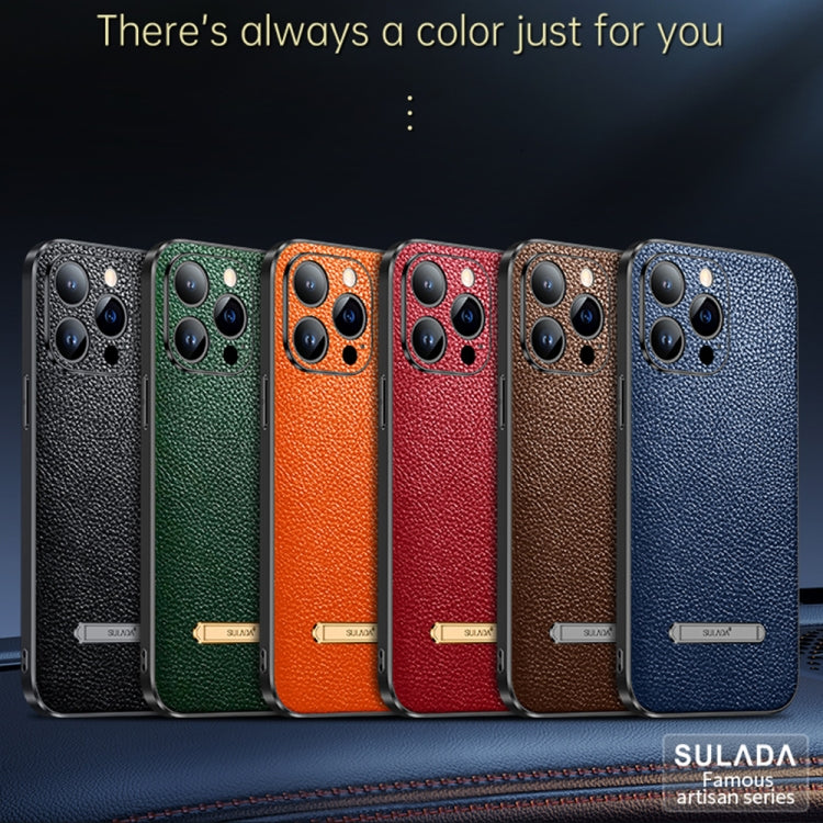 For iPhone 14 Plus SULADA Invisible Bracket Leather Back Cover Phone Case(Dark Green) - iPhone 14 Plus Cases by SULADA | Online Shopping South Africa | PMC TechLife | Buy Now Pay Later Mobicred