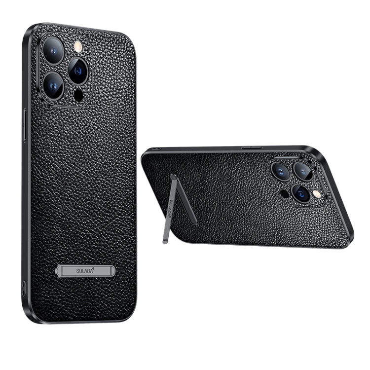 For iPhone 13 Pro SULADA Invisible Bracket Leather Back Cover Phone Case(Black) - iPhone 13 Pro Cases by SULADA | Online Shopping South Africa | PMC TechLife | Buy Now Pay Later Mobicred