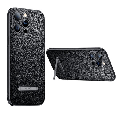 For iPhone 13 Pro SULADA Invisible Bracket Leather Back Cover Phone Case(Black) - iPhone 13 Pro Cases by SULADA | Online Shopping South Africa | PMC Jewellery