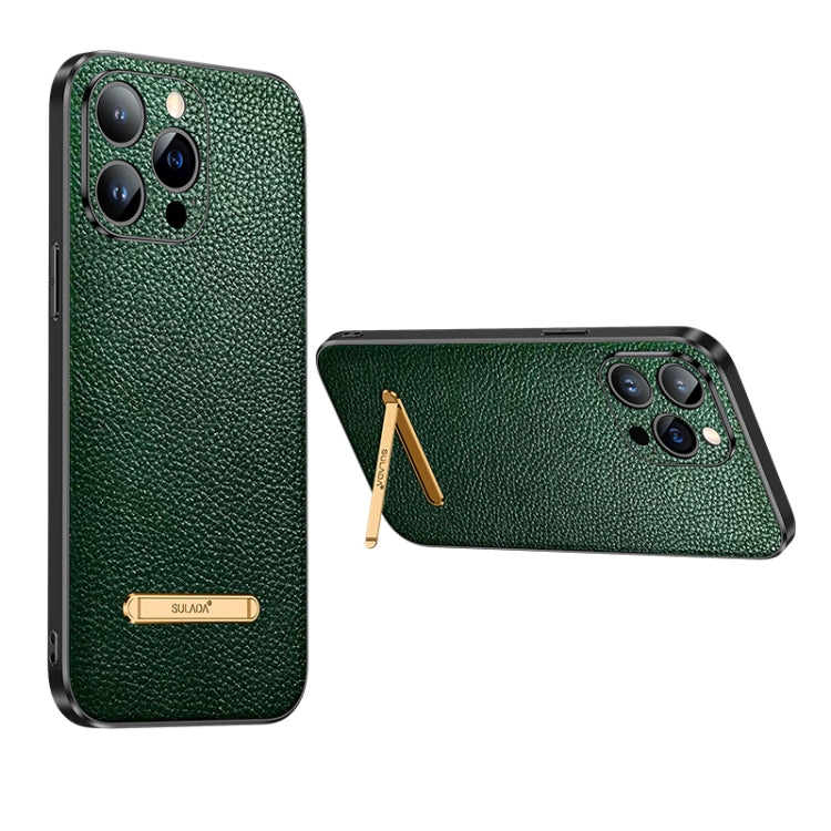 For iPhone 13 Pro SULADA Invisible Bracket Leather Back Cover Phone Case(Dark Green) - iPhone 13 Pro Cases by SULADA | Online Shopping South Africa | PMC Jewellery