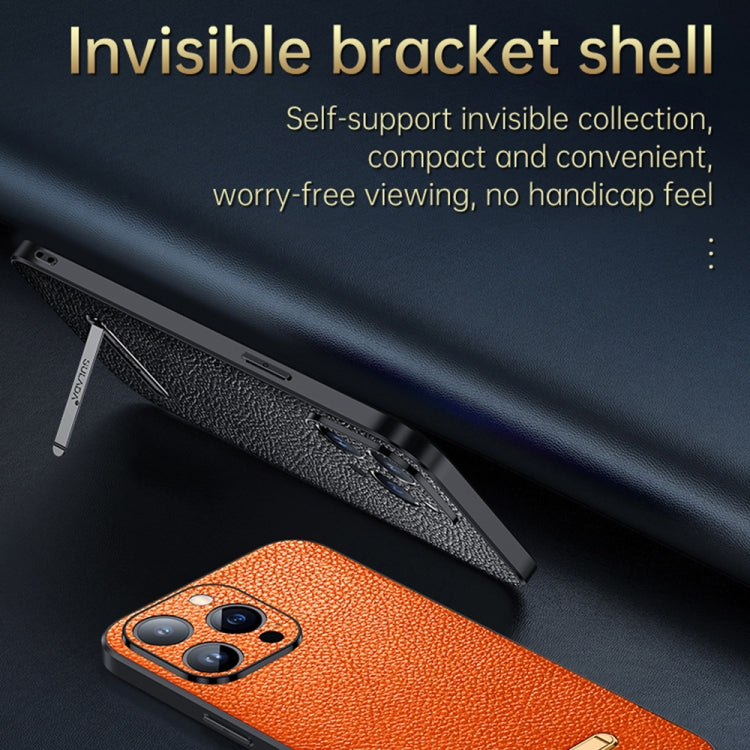 For iPhone 13 Pro SULADA Invisible Bracket Leather Back Cover Phone Case(Orange) - iPhone 13 Pro Cases by SULADA | Online Shopping South Africa | PMC Jewellery