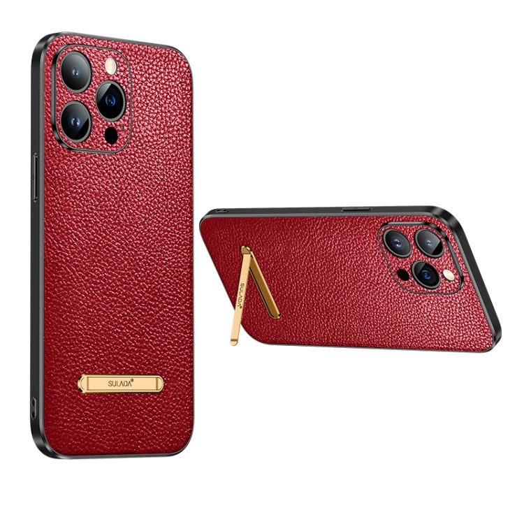 For iPhone 13 Pro Max SULADA Invisible Bracket Leather Back Cover Phone Case(Red) - iPhone 13 Pro Max Cases by SULADA | Online Shopping South Africa | PMC Jewellery