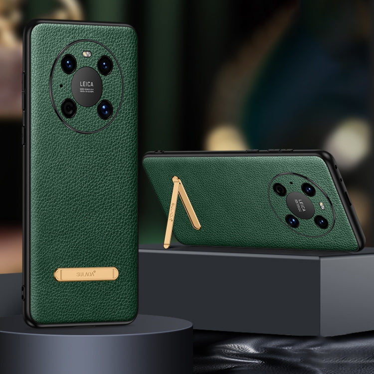 For Huawei Mate 40 Pro SULADA Invisible Bracket Leather Back Cover Phone Case(Dark Green) - Huawei Cases by SULADA | Online Shopping South Africa | PMC TechLife | Buy Now Pay Later Mobicred