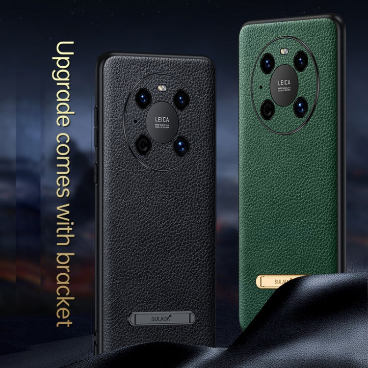 For Huawei Mate 40 Pro SULADA Invisible Bracket Leather Back Cover Phone Case(Dark Green) - Huawei Cases by SULADA | Online Shopping South Africa | PMC Jewellery | Buy Now Pay Later Mobicred