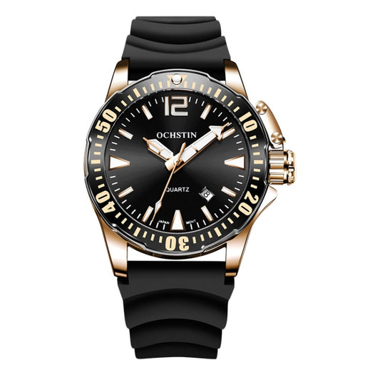 OCHSTIN 7002A Multifunctional Quartz Waterproof Luminous Men Watch(Rose Gold+Black) - Silicone Strap Watches by OCHSTIN | Online Shopping South Africa | PMC Jewellery | Buy Now Pay Later Mobicred