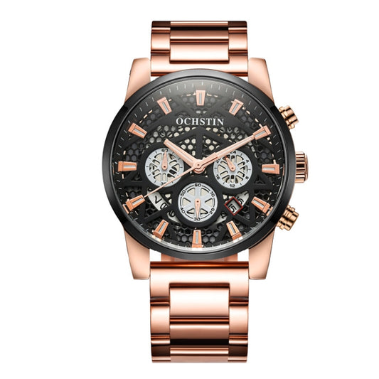 OCHSTIN 7241 Multifunctional Quartz Waterproof Steel Strap Men Watch(Rose Gold+Black) - Metal Strap Watches by OCHSTIN | Online Shopping South Africa | PMC Jewellery | Buy Now Pay Later Mobicred