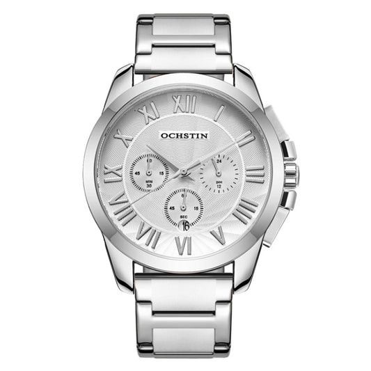 OCHSTIN 7242 Multifunctional Quartz Waterproof Steel Strap Men Watch(Silver White) - Metal Strap Watches by OCHSTIN | Online Shopping South Africa | PMC Jewellery | Buy Now Pay Later Mobicred