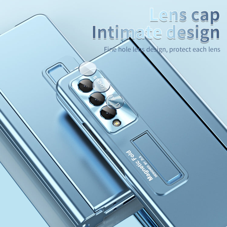 For Samsung Galaxy Z Fold4 Electroplating Corrugated Hinge Folding Phone Case with Pen Slot(Blue) - Galaxy Z Fold4 5G Cases by PMC TechLife | Online Shopping South Africa | PMC TechLife | Buy Now Pay Later Mobicred