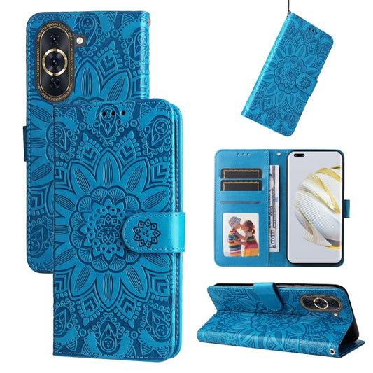 For Huawei nova 10 Embossed Sunflower Leather Phone Case(Blue) - Huawei Cases by PMC Jewellery | Online Shopping South Africa | PMC Jewellery