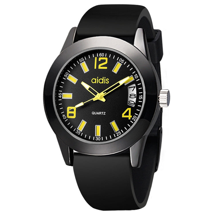 addies MY-1601 Regular Version Silicone Watchstrap Quartz Watch, Support Calendar, Size:S (Yellow) - Silicone Strap Watches by addies | Online Shopping South Africa | PMC Jewellery | Buy Now Pay Later Mobicred