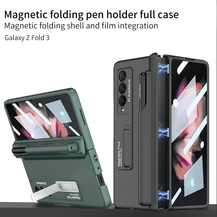 For Samsung Galaxy Z Fold3 5G GKK Full Coverage Magnetic Fold Hinge Shockproof Phone Case with Pen Slots(Green) - Galaxy Phone Cases by GKK | Online Shopping South Africa | PMC Jewellery