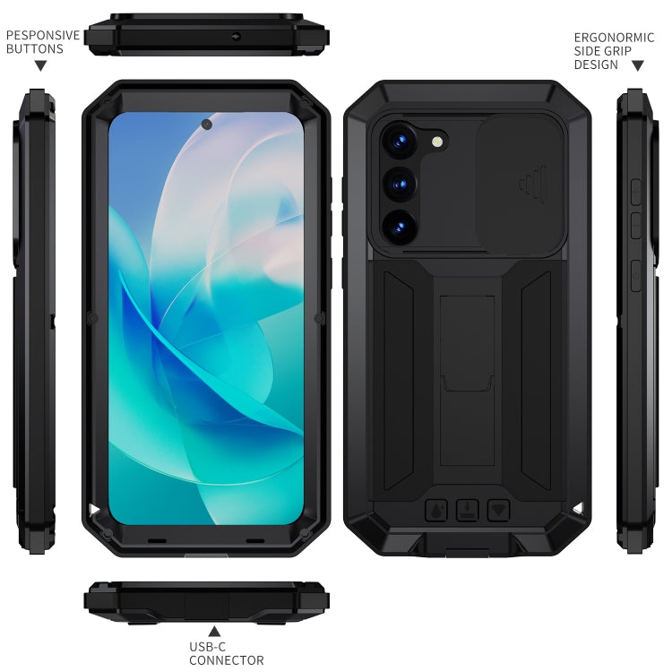 For Samsung Galaxy S23 5G R-JUST Sliding Camera Design Life Waterproof Dustproof Shockproof Phone Case(Black) - free shipping - PMC TechLife - Order now!