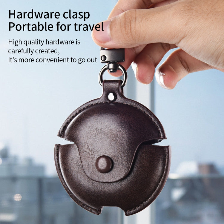 For Huawei FreeBuds 4 / 4E Business Leather Earphone Protective Case with Hook(Dark Brown) - Huawei Earphone Case by PMC TechLife | Online Shopping South Africa | PMC TechLife | Buy Now Pay Later Mobicred