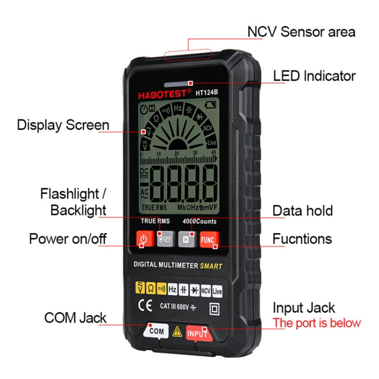 HABOTEST HT124A+ Mini Digital Display High-precision Multimeter - Digital Multimeter by HABOTEST | Online Shopping South Africa | PMC Jewellery | Buy Now Pay Later Mobicred