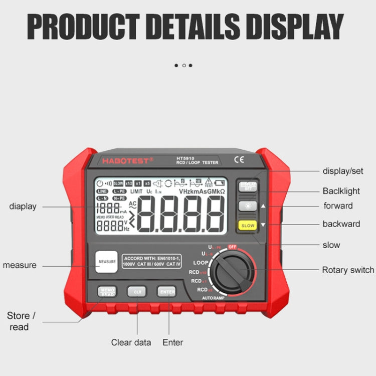 HABOTEST HT5910 Leakage Switch & Loop Resistance Tester - free shipping - PMC TechLife - Order now!
