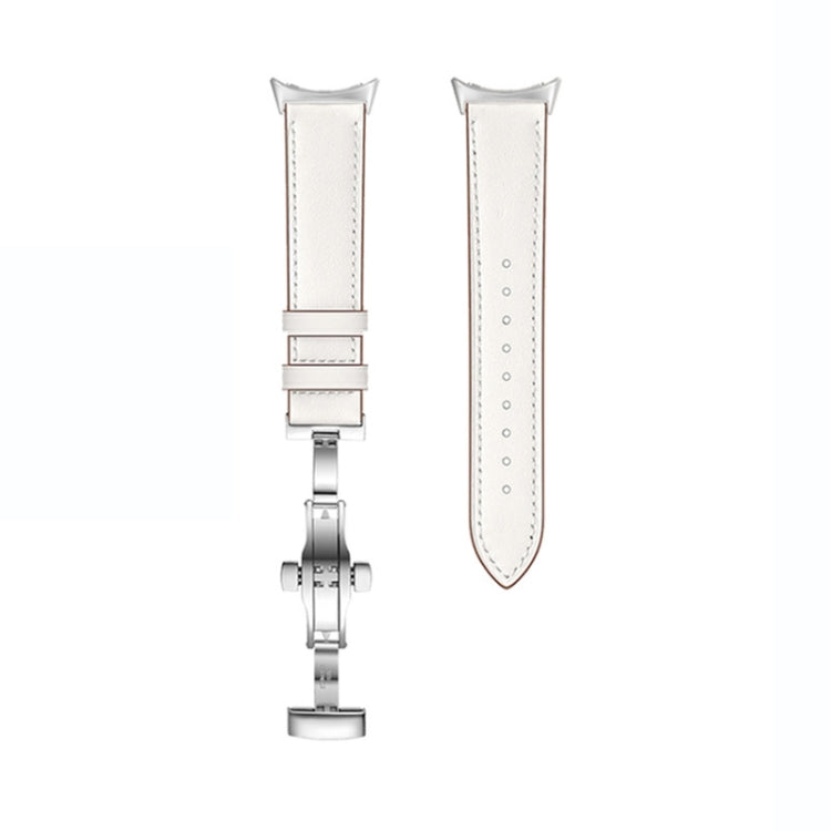 For Google Pixel Watch Butterfly Buckle Genuine Leather Watch Band(Silver White) - free shipping - PMC TechLife - Order now!