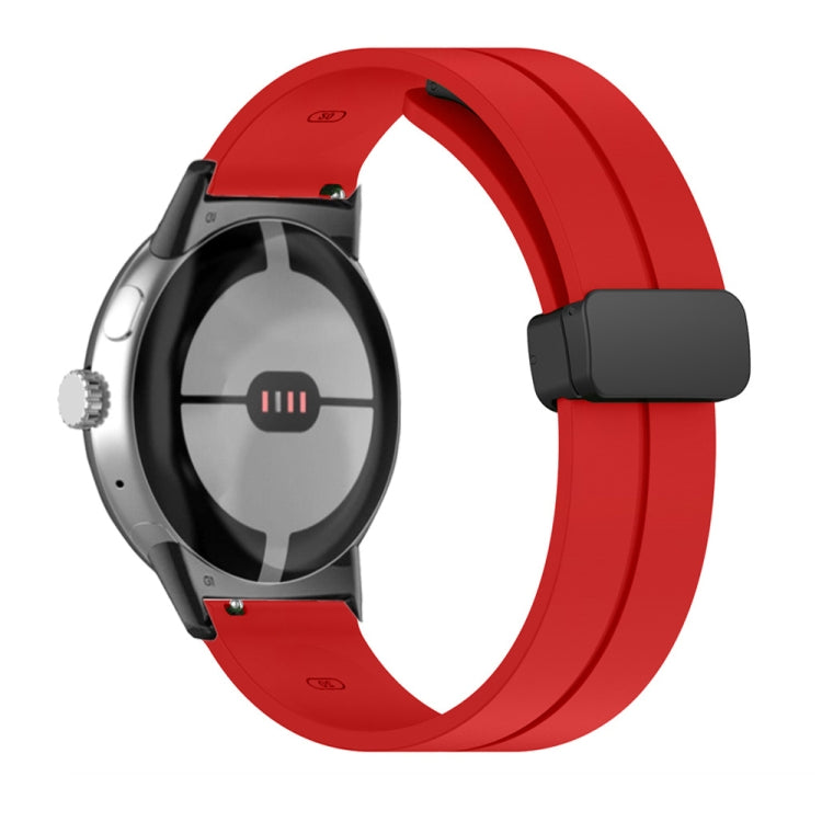For Google Pixel Watch Solid-color Folding Buckle Silicone Watch Band(Black Red) - free shipping - PMC TechLife - Order now!