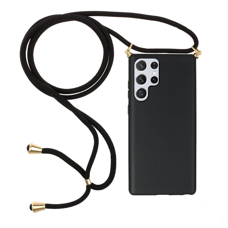 For Samsung Galaxy S23 Ultra 5G Wheat Straw Material + TPU Protective Case with Lanyard(Black) - free shipping - PMC TechLife - Order now!