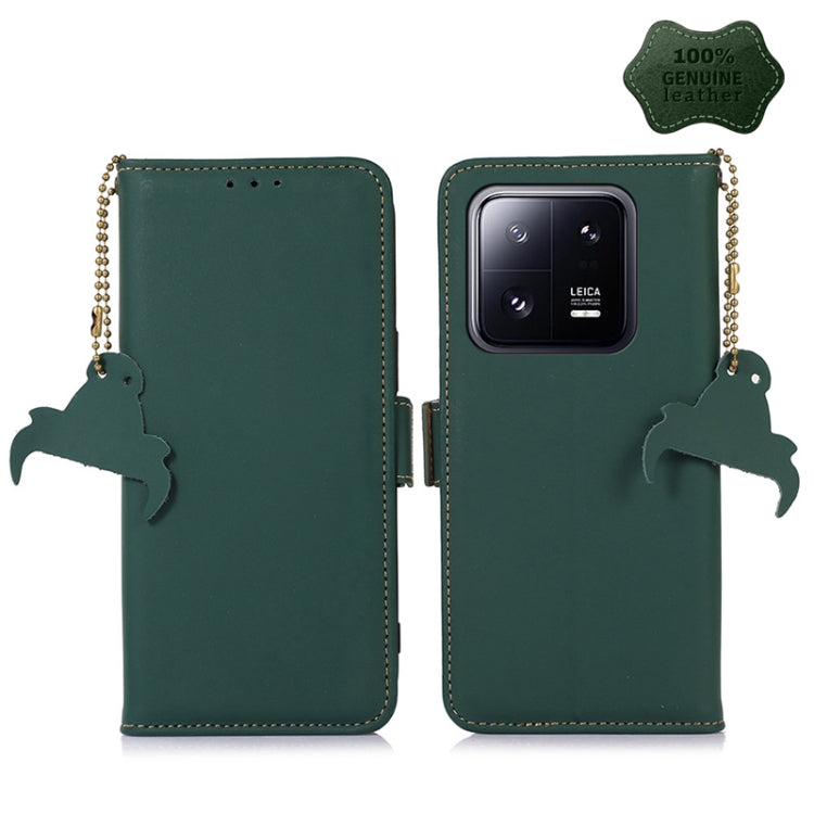 For Xiaomi 13 Genuine Leather Magnetic RFID Leather Phone Case(Green) - 13 Cases by PMC Jewellery | Online Shopping South Africa | PMC Jewellery