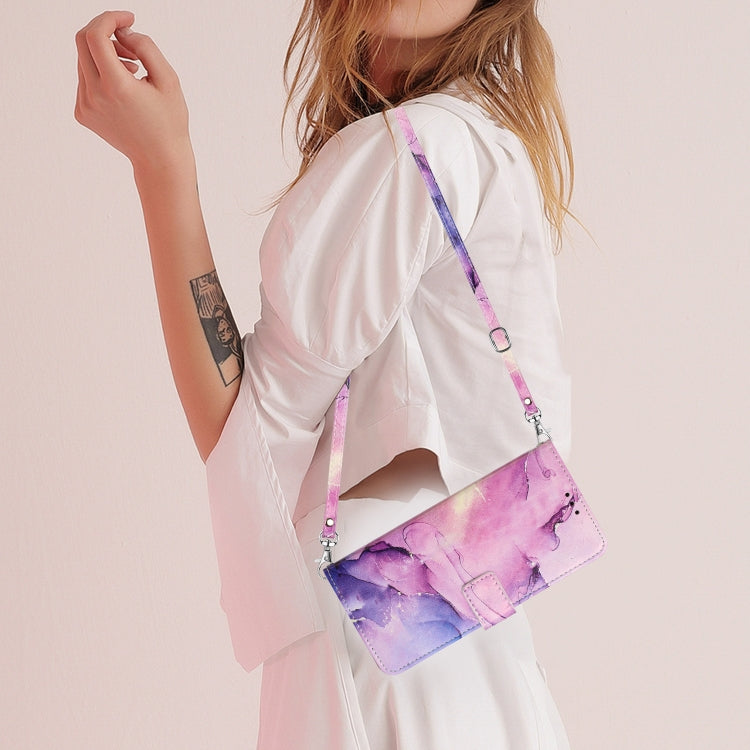 For Xiaomi Redmi Note 12 Global / Poco X5 5G Crossbody Painted Marble Pattern Leather Phone Case(Purple) - free shipping - PMC TechLife - Order now!